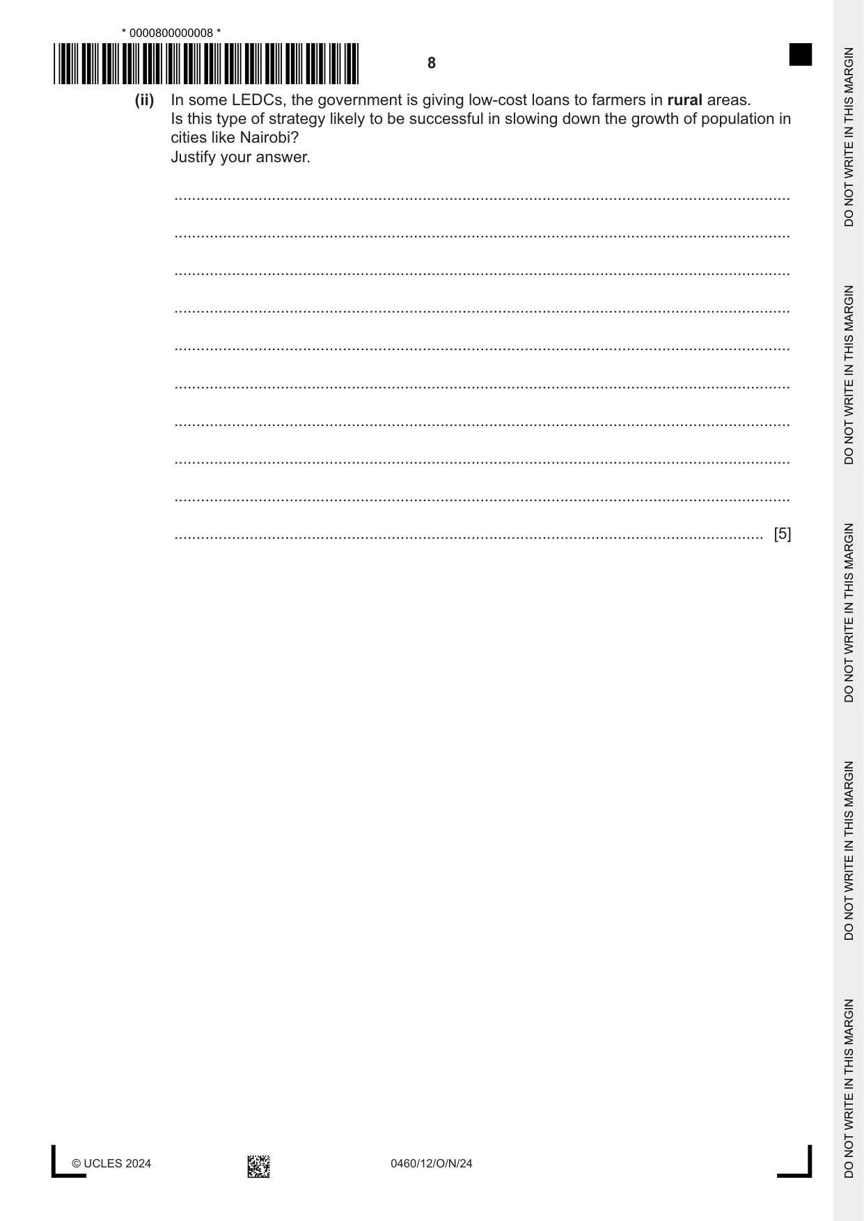 Cambridge IGCSE Geography 0460 2024 Oct/Nov Paper 1 · Variant 2 question paper, page 8 of 28