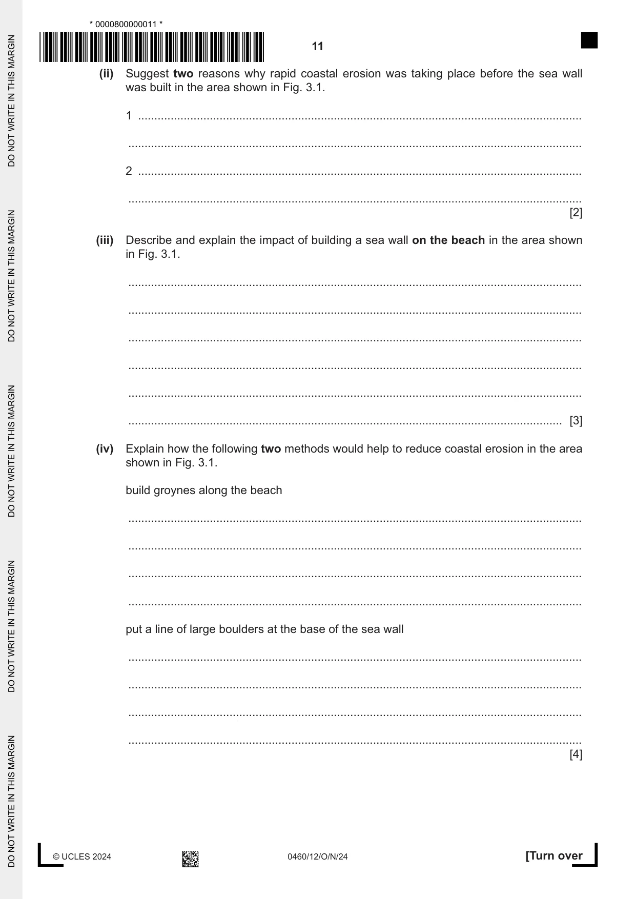 Cambridge IGCSE Geography 0460 2024 Oct/Nov Paper 1 · Variant 2 question paper, page 11 of 28