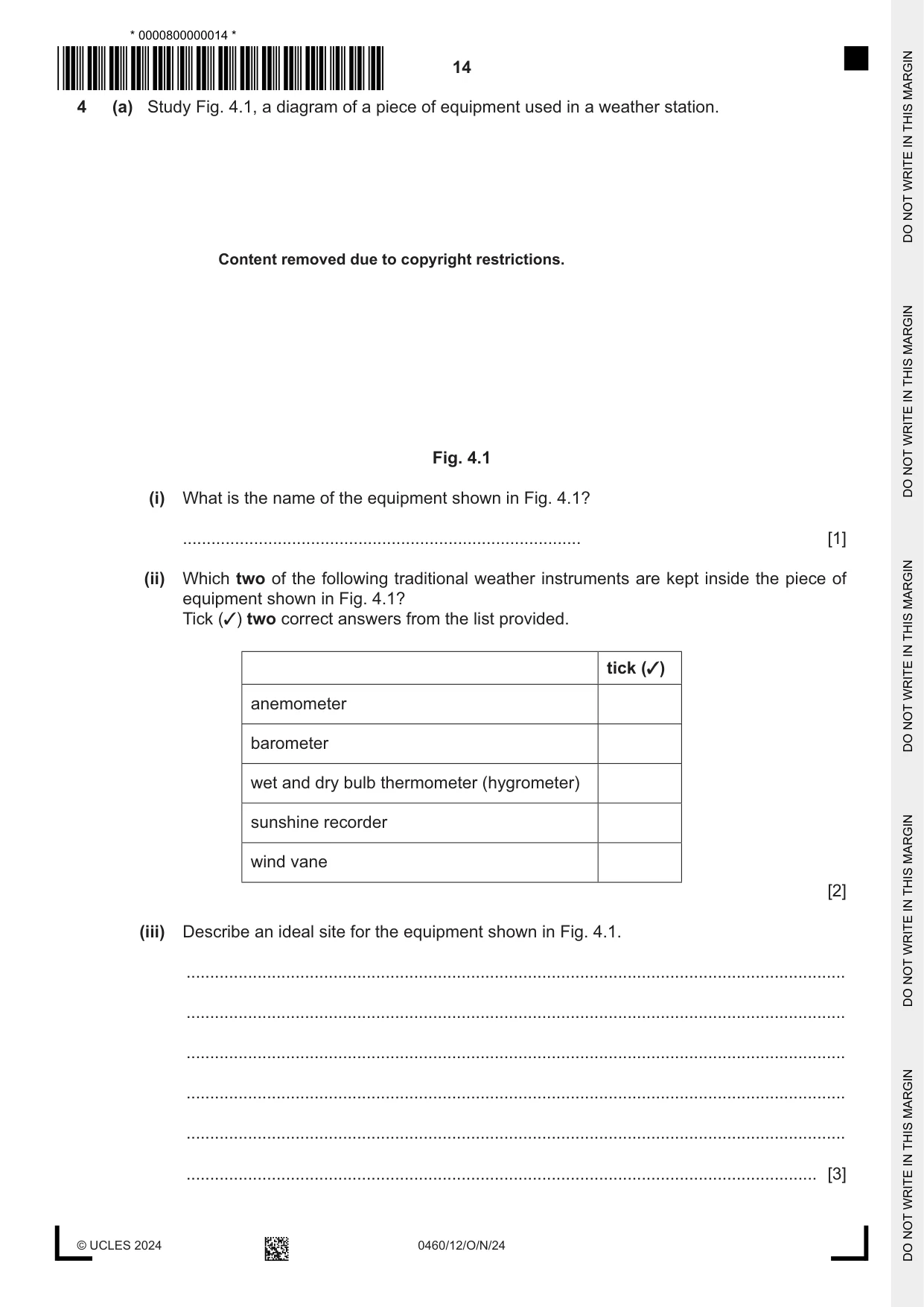 Cambridge IGCSE Geography 0460 2024 Oct/Nov Paper 1 · Variant 2 question paper, page 14 of 28