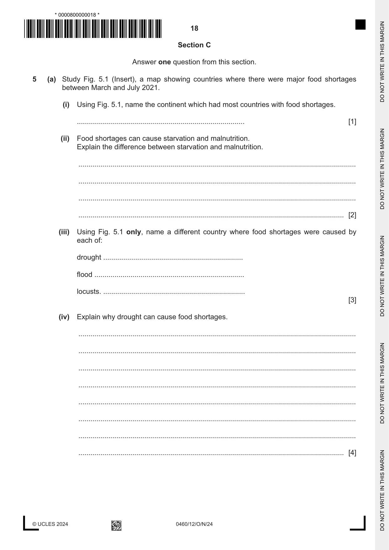 Cambridge IGCSE Geography 0460 2024 Oct/Nov Paper 1 · Variant 2 question paper, page 18 of 28