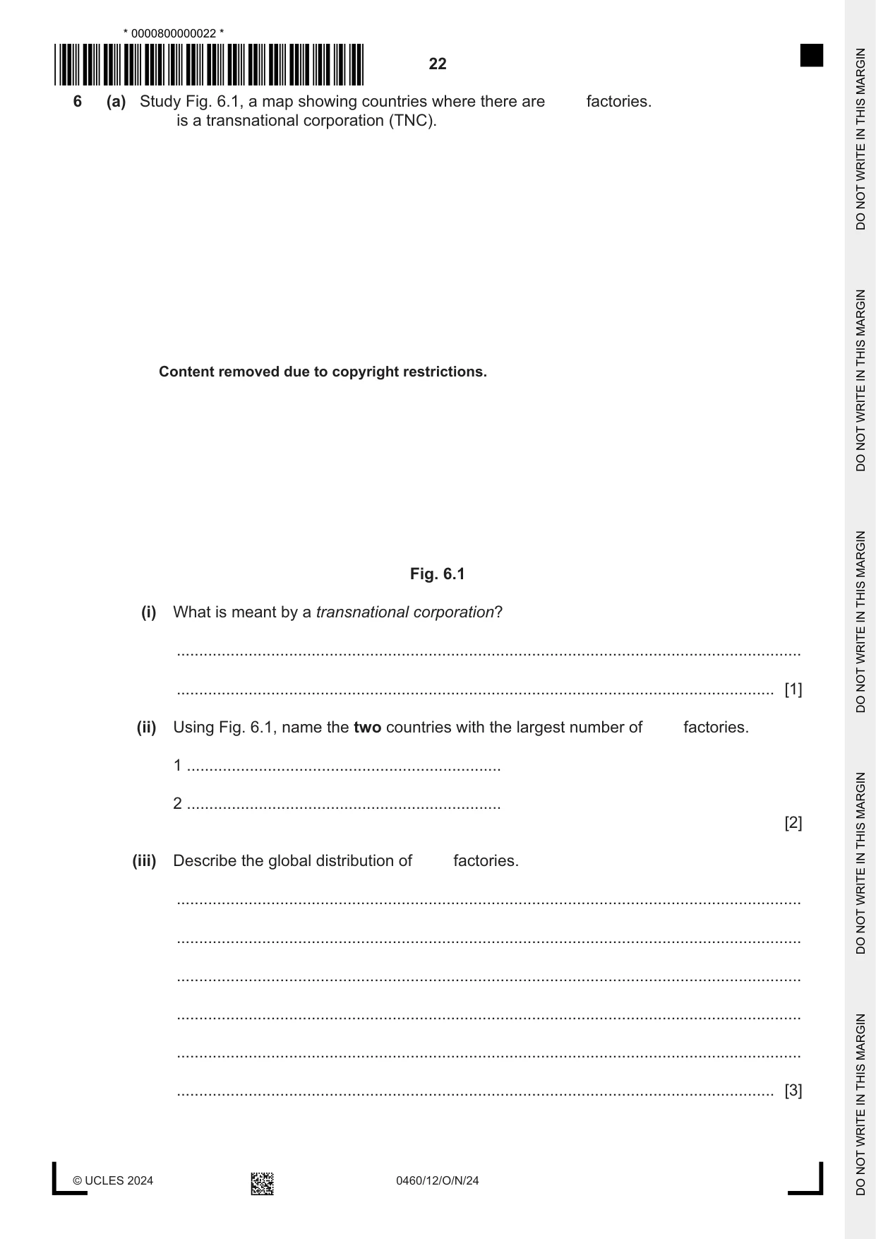 Cambridge IGCSE Geography 0460 2024 Oct/Nov Paper 1 · Variant 2 question paper, page 22 of 28