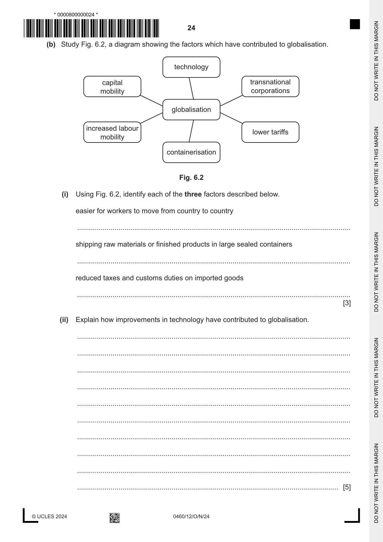 Cambridge IGCSE Geography 0460 2024 Oct/Nov Paper 1 · Variant 2 question paper, page 24 of 28