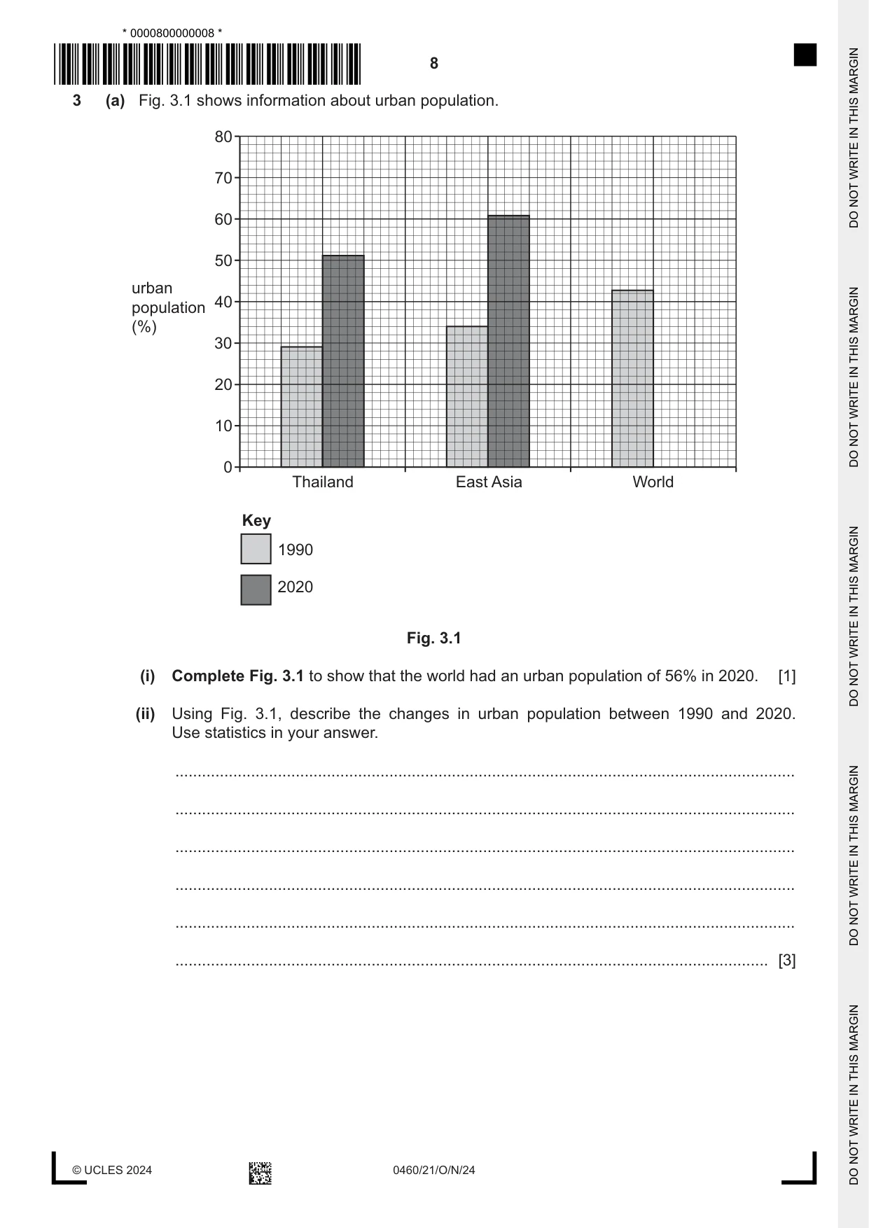 Cambridge IGCSE Geography 0460 2024 Oct/Nov Paper 2 · Variant 1 question paper, page 8 of 20