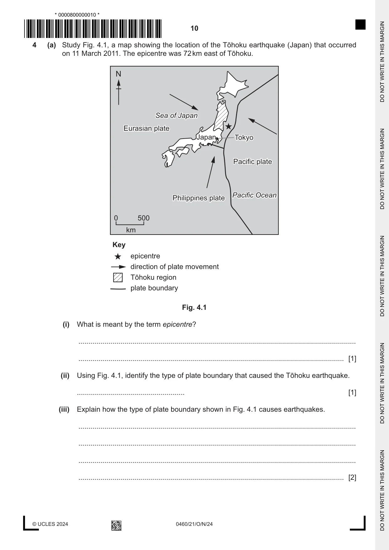 Cambridge IGCSE Geography 0460 2024 Oct/Nov Paper 2 · Variant 1 question paper, page 10 of 20