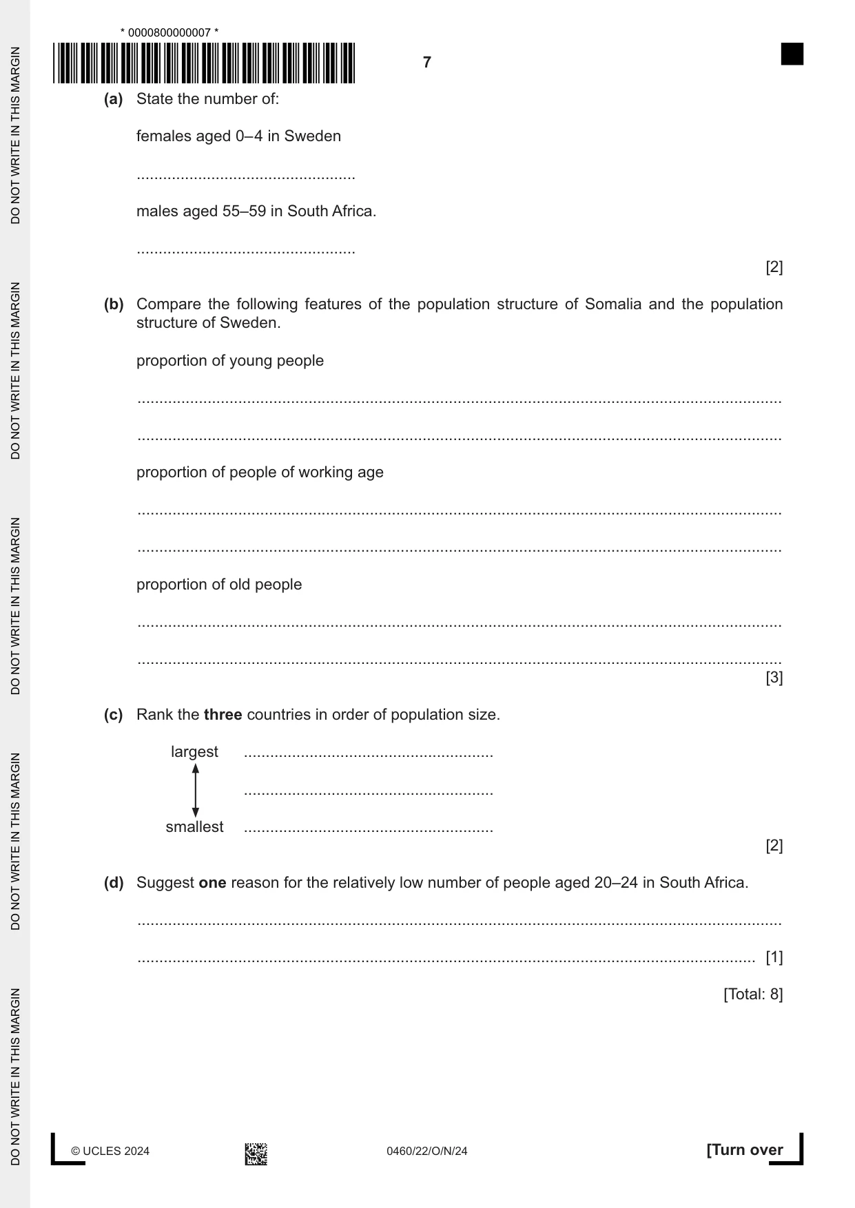 Cambridge IGCSE Geography 0460 2024 Oct/Nov Paper 2 · Variant 2 question paper, page 7 of 20