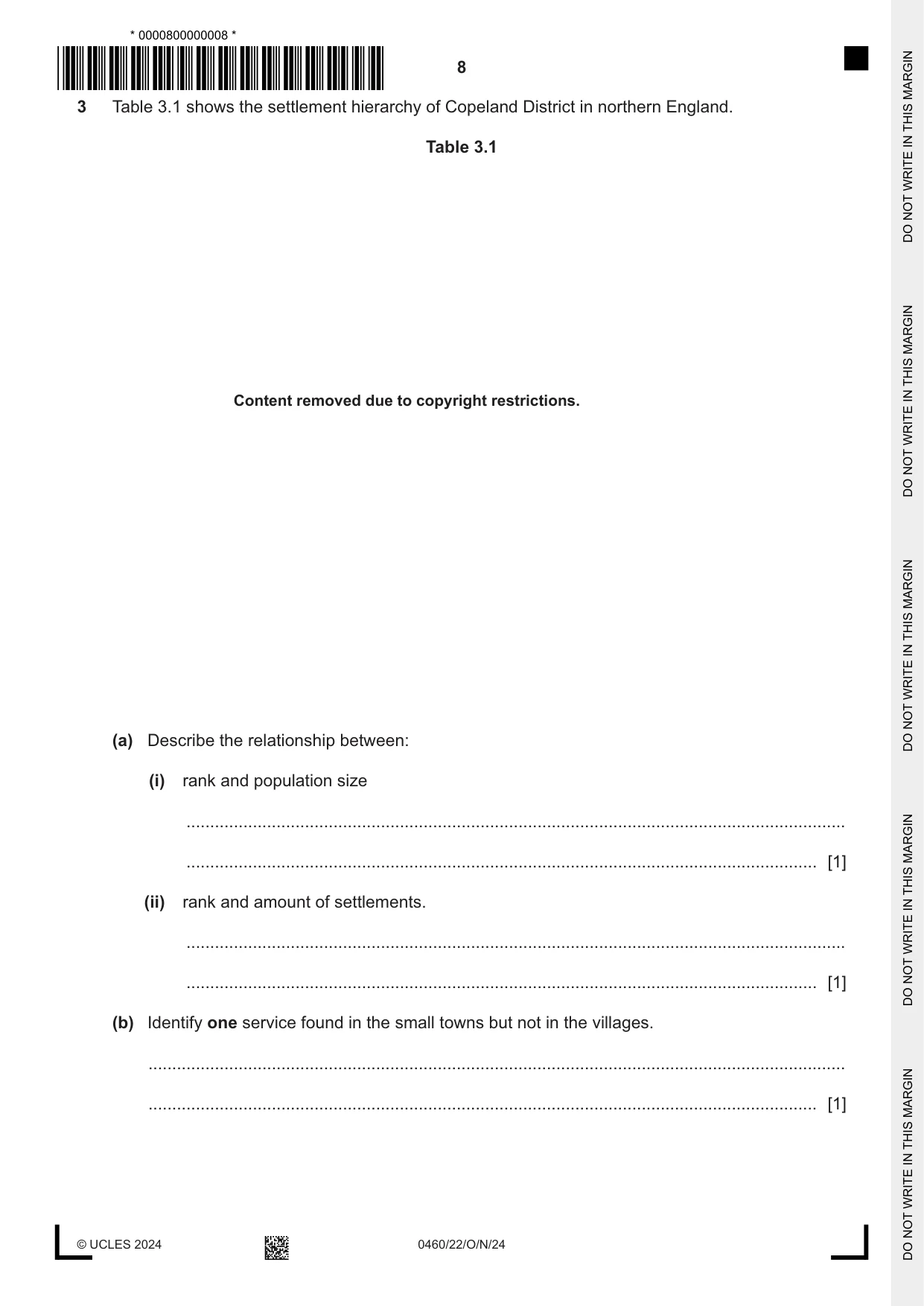 Cambridge IGCSE Geography 0460 2024 Oct/Nov Paper 2 · Variant 2 question paper, page 8 of 20