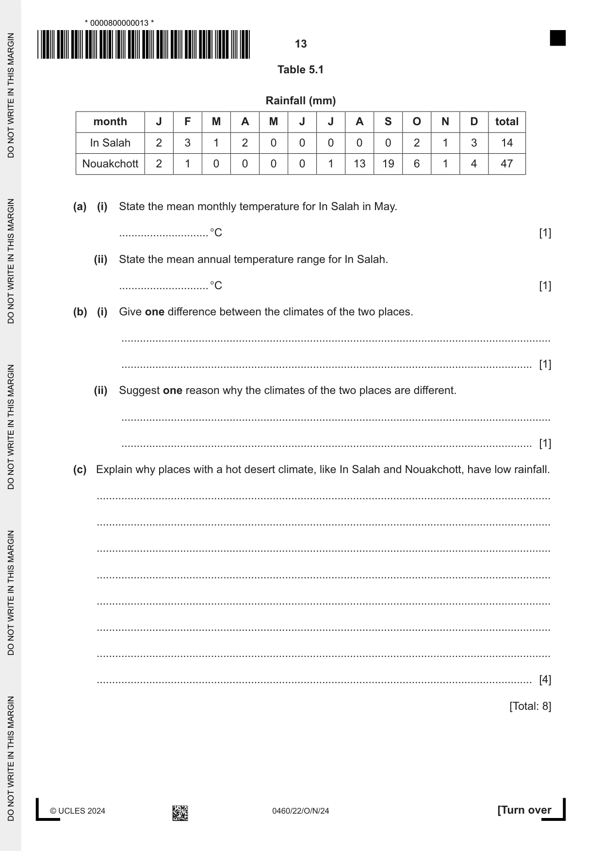 Cambridge IGCSE Geography 0460 2024 Oct/Nov Paper 2 · Variant 2 question paper, page 13 of 20