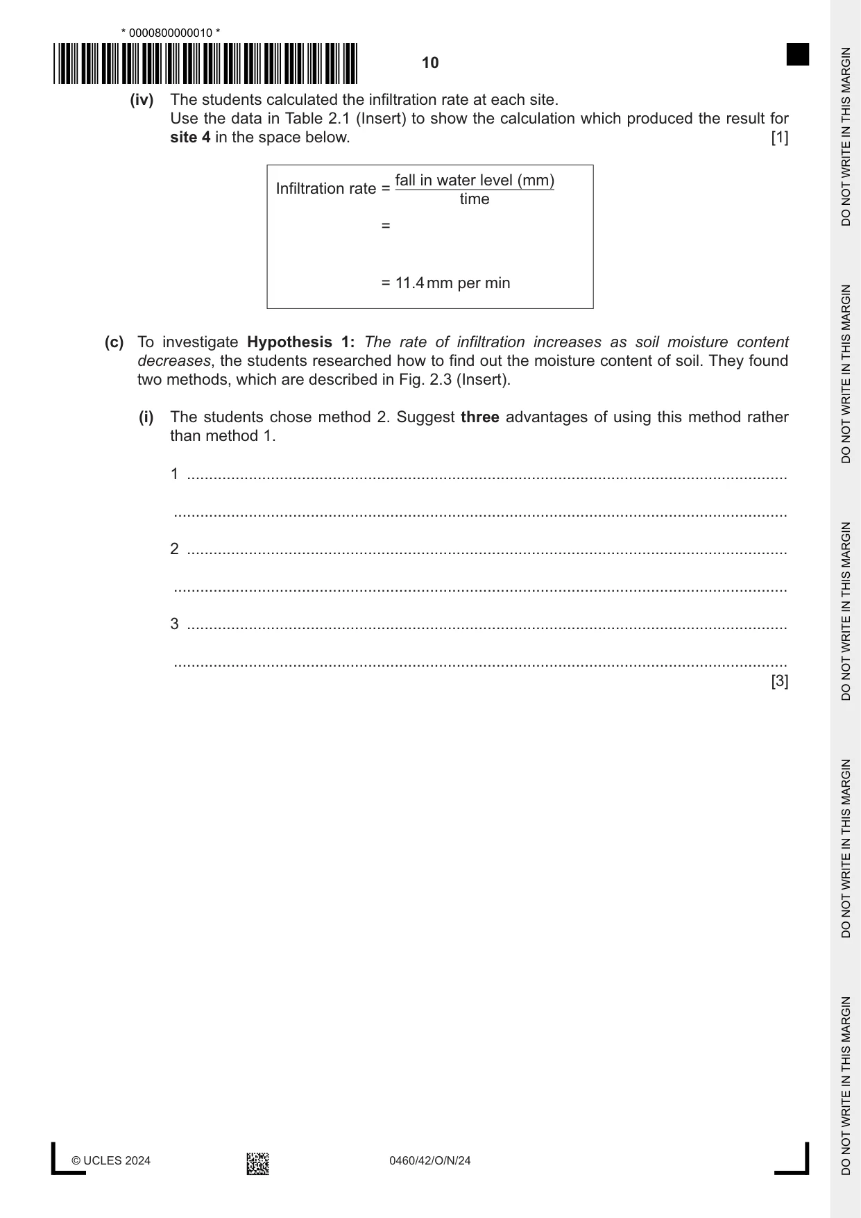 Cambridge IGCSE Geography 0460 2024 Oct/Nov Paper 4 · Variant 2 question paper, page 10 of 16