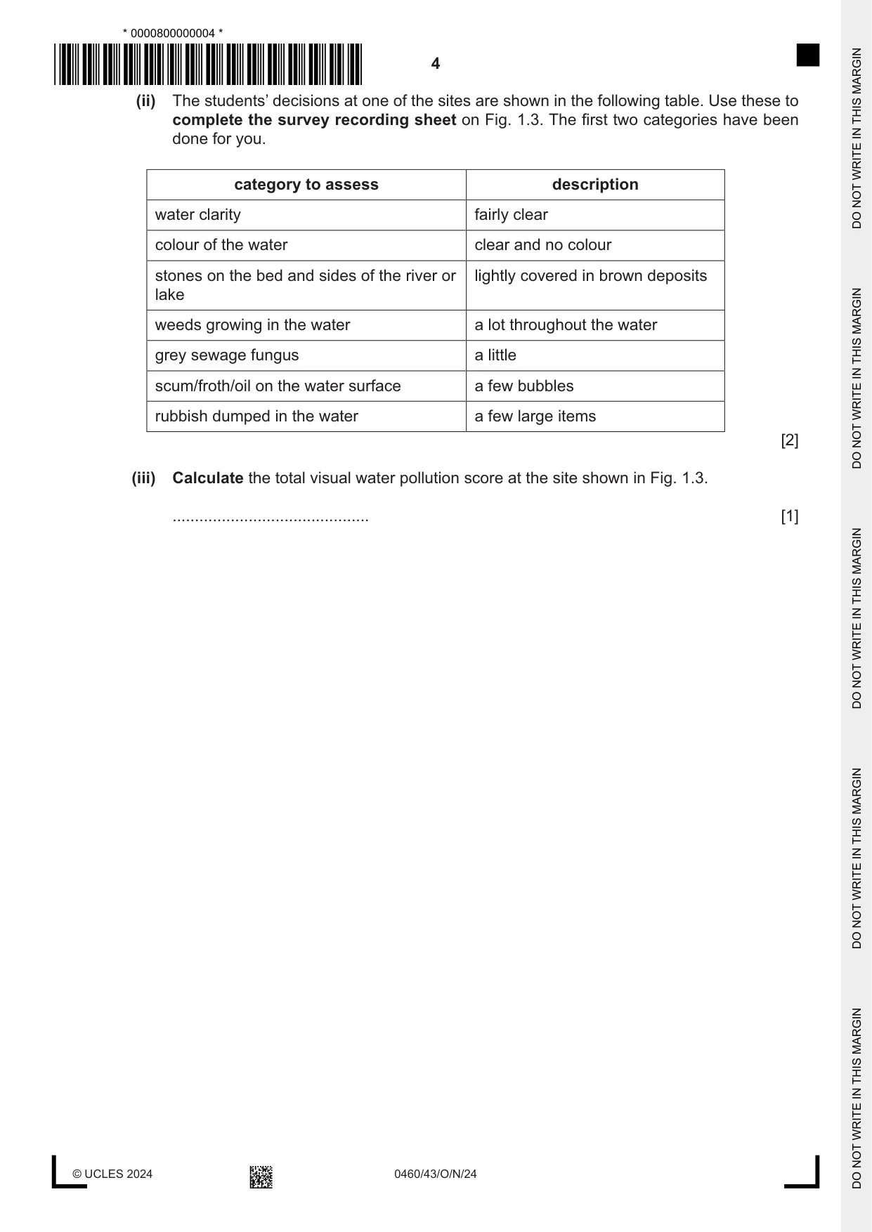 Cambridge IGCSE Geography 0460 2024 Oct/Nov Paper 4 · Variant 3 question paper, page 4 of 20