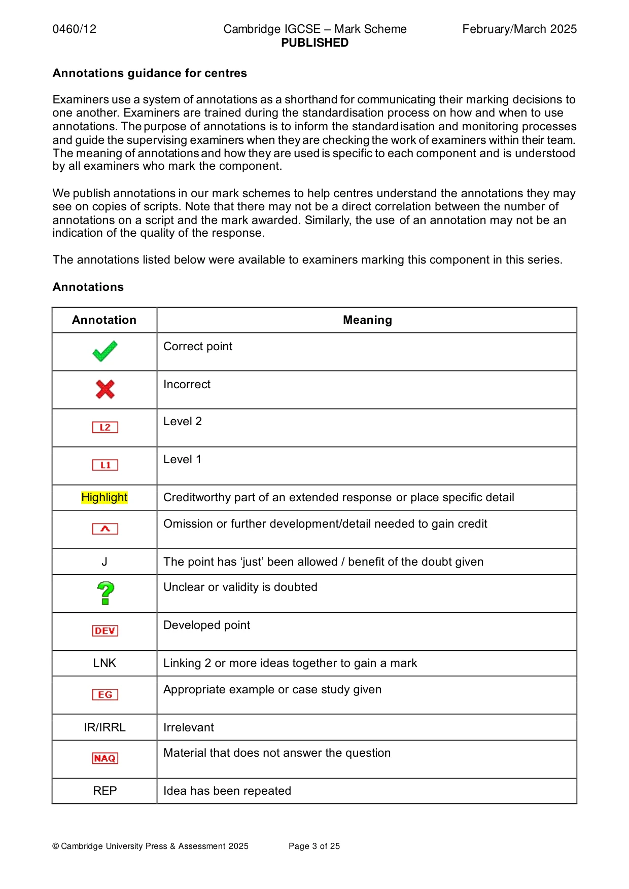 Mark scheme, page 3 of 25
