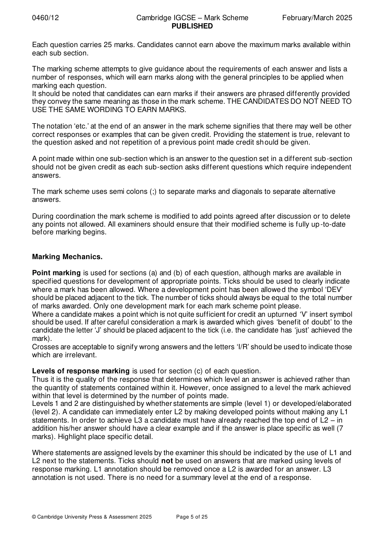 Mark scheme, page 5 of 25