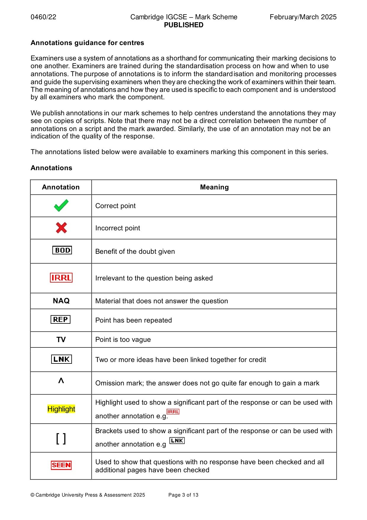 Mark scheme, page 3 of 13
