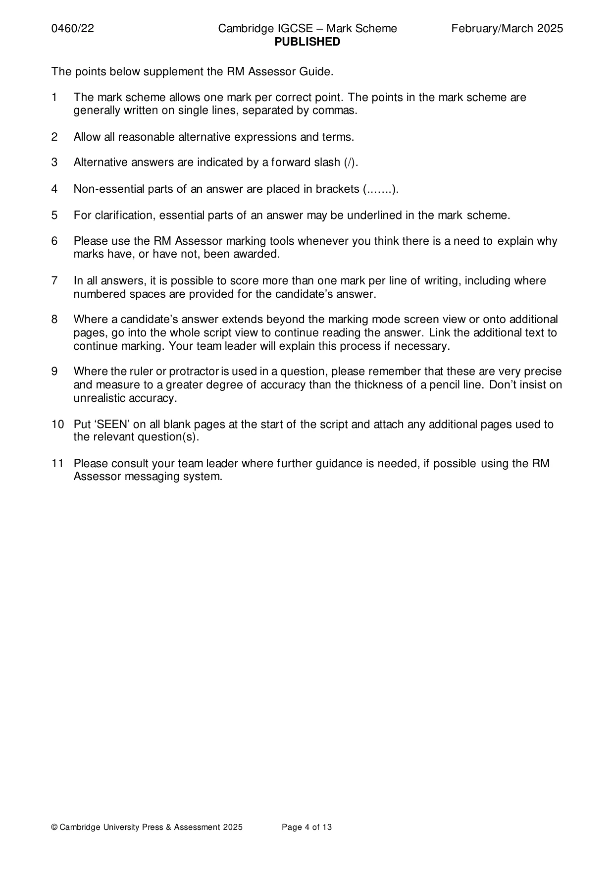 Mark scheme, page 4 of 13