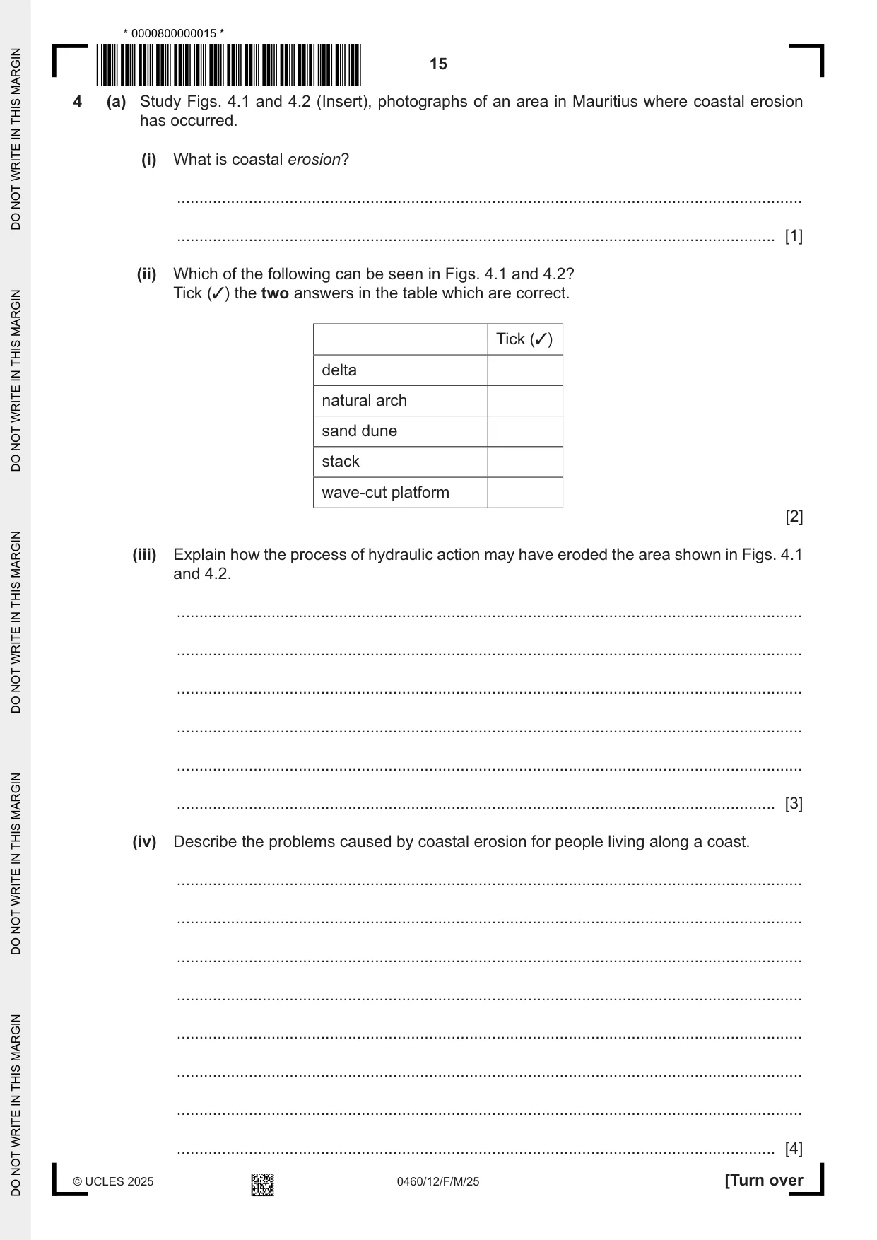 Cambridge IGCSE Geography 0460 2025 Feb/March Paper 1 · Variant 2 question paper, page 15 of 28