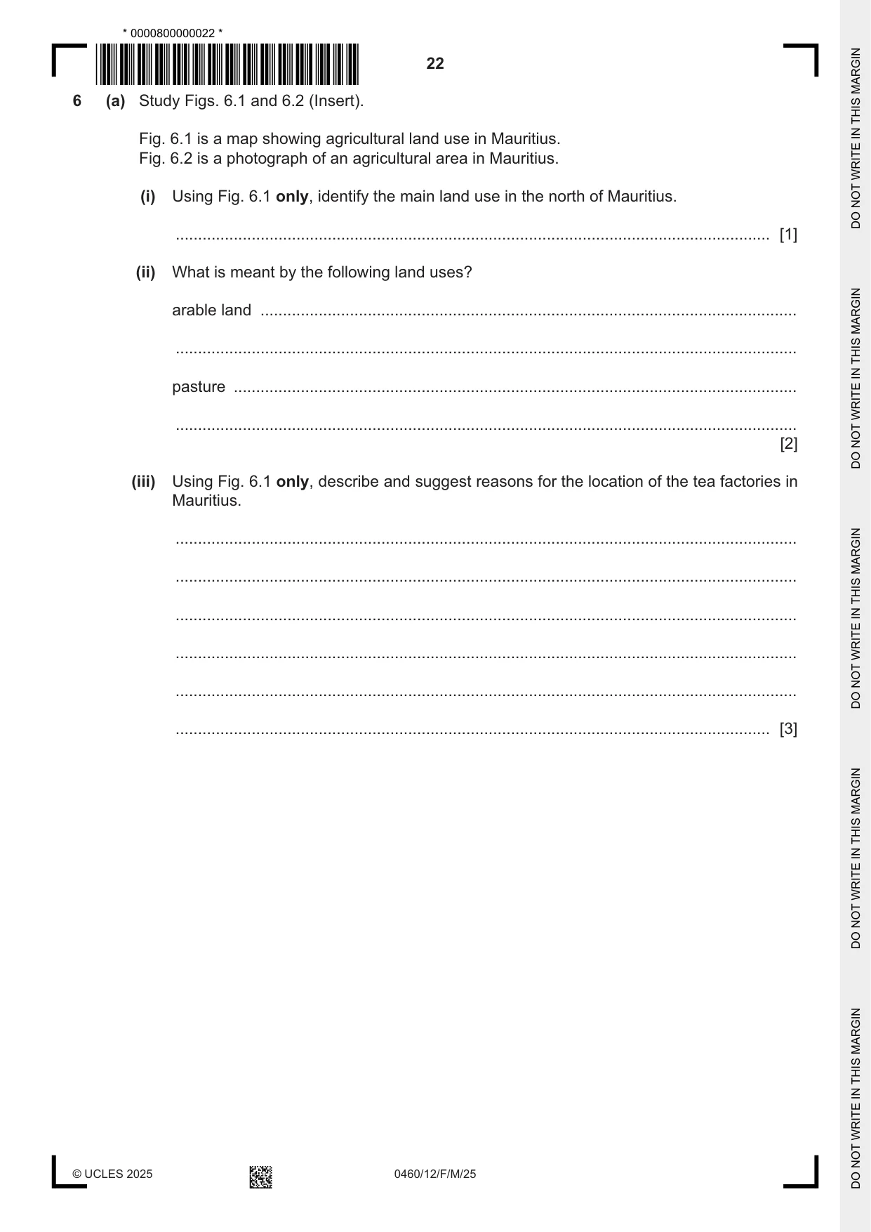 Cambridge IGCSE Geography 0460 2025 Feb/March Paper 1 · Variant 2 question paper, page 22 of 28