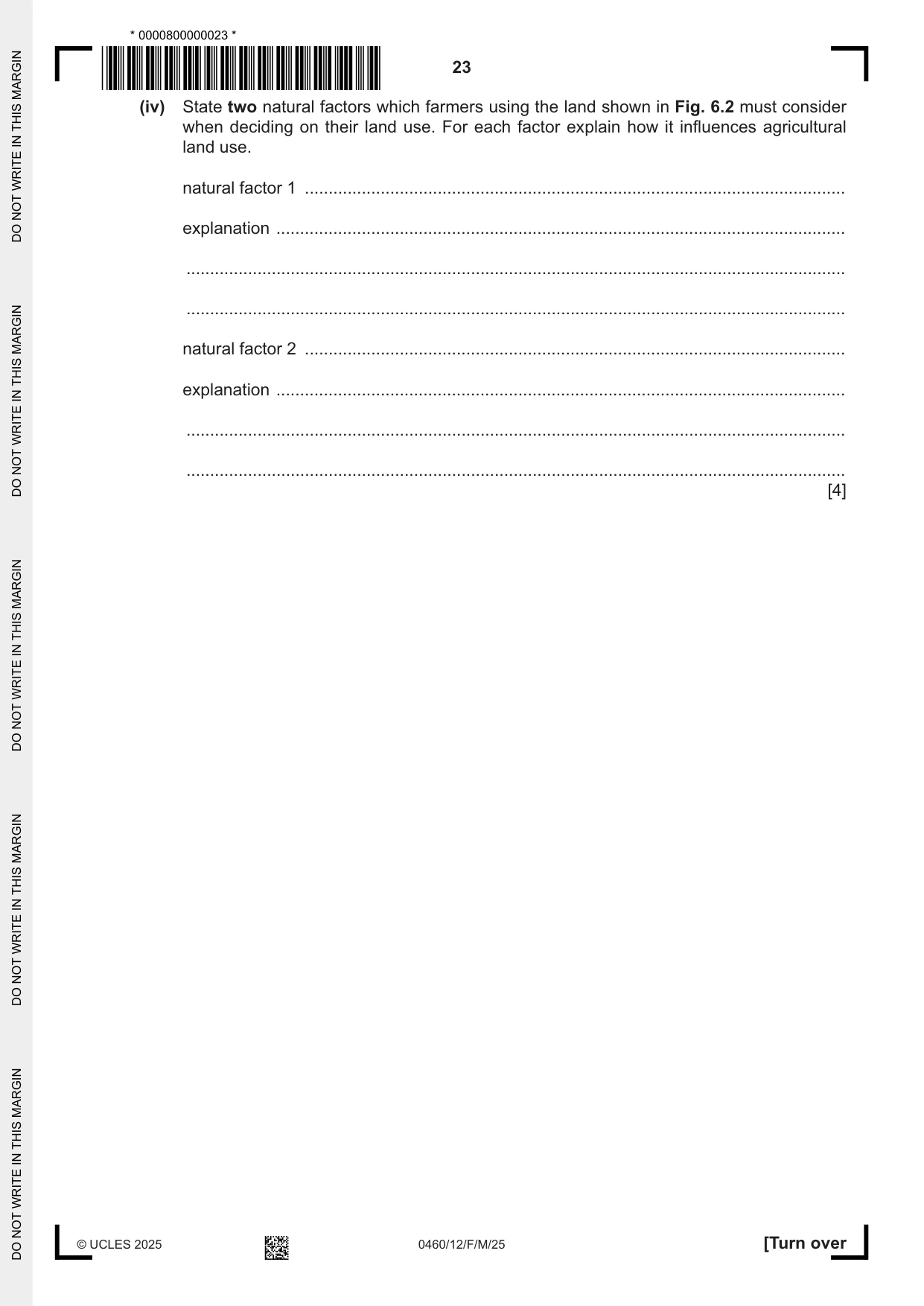 Cambridge IGCSE Geography 0460 2025 Feb/March Paper 1 · Variant 2 question paper, page 23 of 28