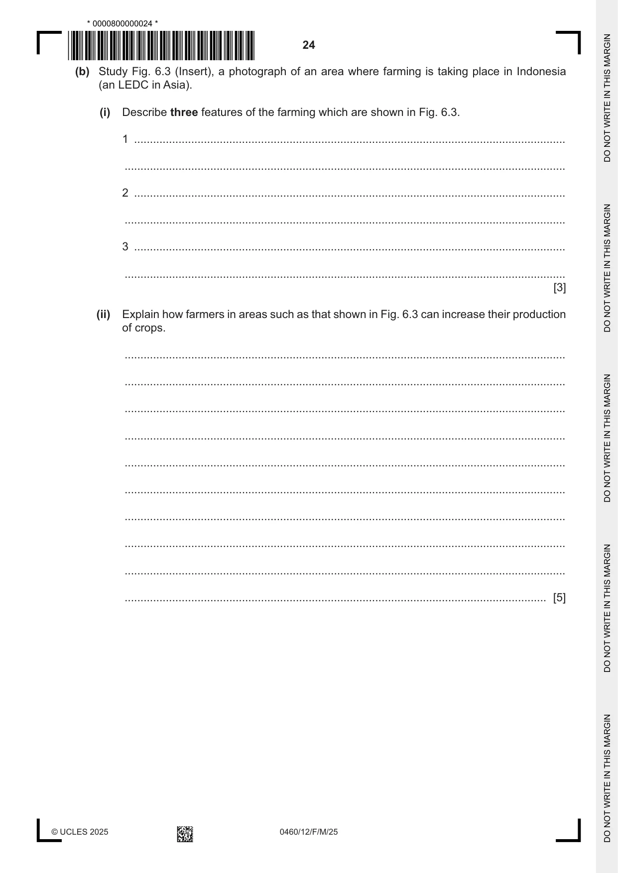 Cambridge IGCSE Geography 0460 2025 Feb/March Paper 1 · Variant 2 question paper, page 24 of 28