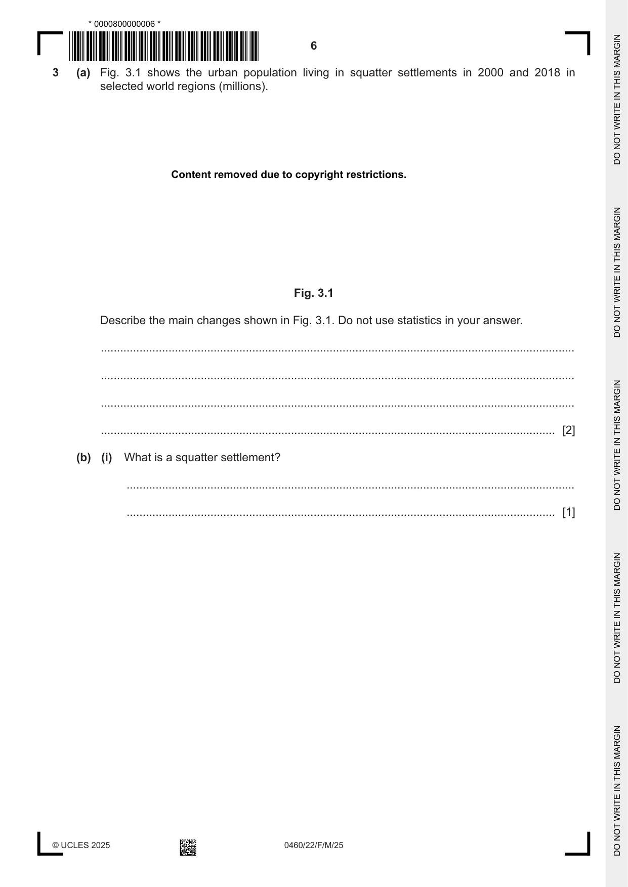 Cambridge IGCSE Geography 0460 2025 Feb/March Paper 2 · Variant 2 question paper, page 6 of 16
