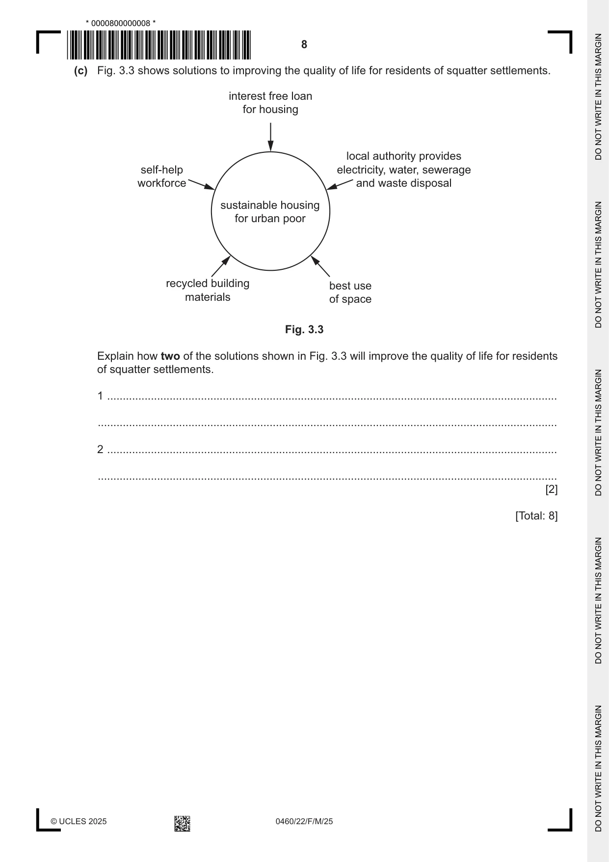 Cambridge IGCSE Geography 0460 2025 Feb/March Paper 2 · Variant 2 question paper, page 8 of 16