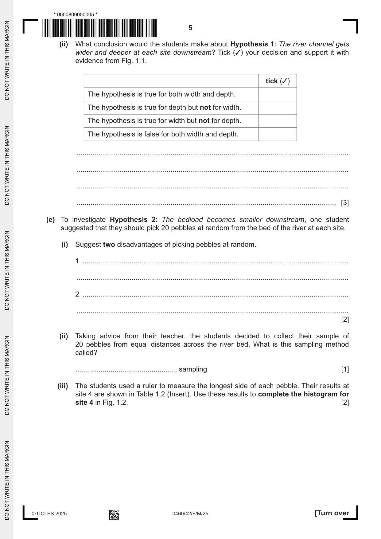 Cambridge IGCSE Geography 0460 2025 Feb/March Paper 4 · Variant 2 question paper, page 5 of 16