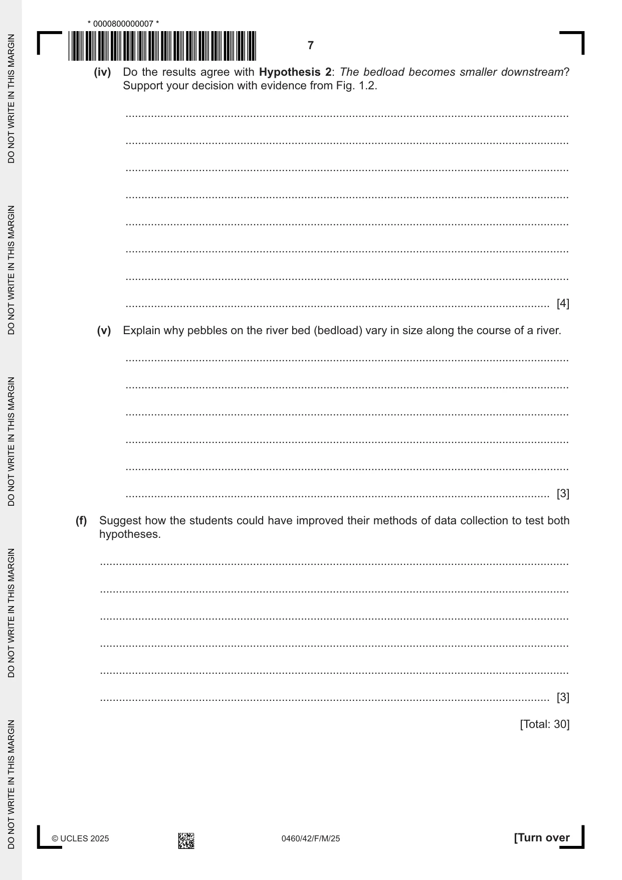 Cambridge IGCSE Geography 0460 2025 Feb/March Paper 4 · Variant 2 question paper, page 7 of 16