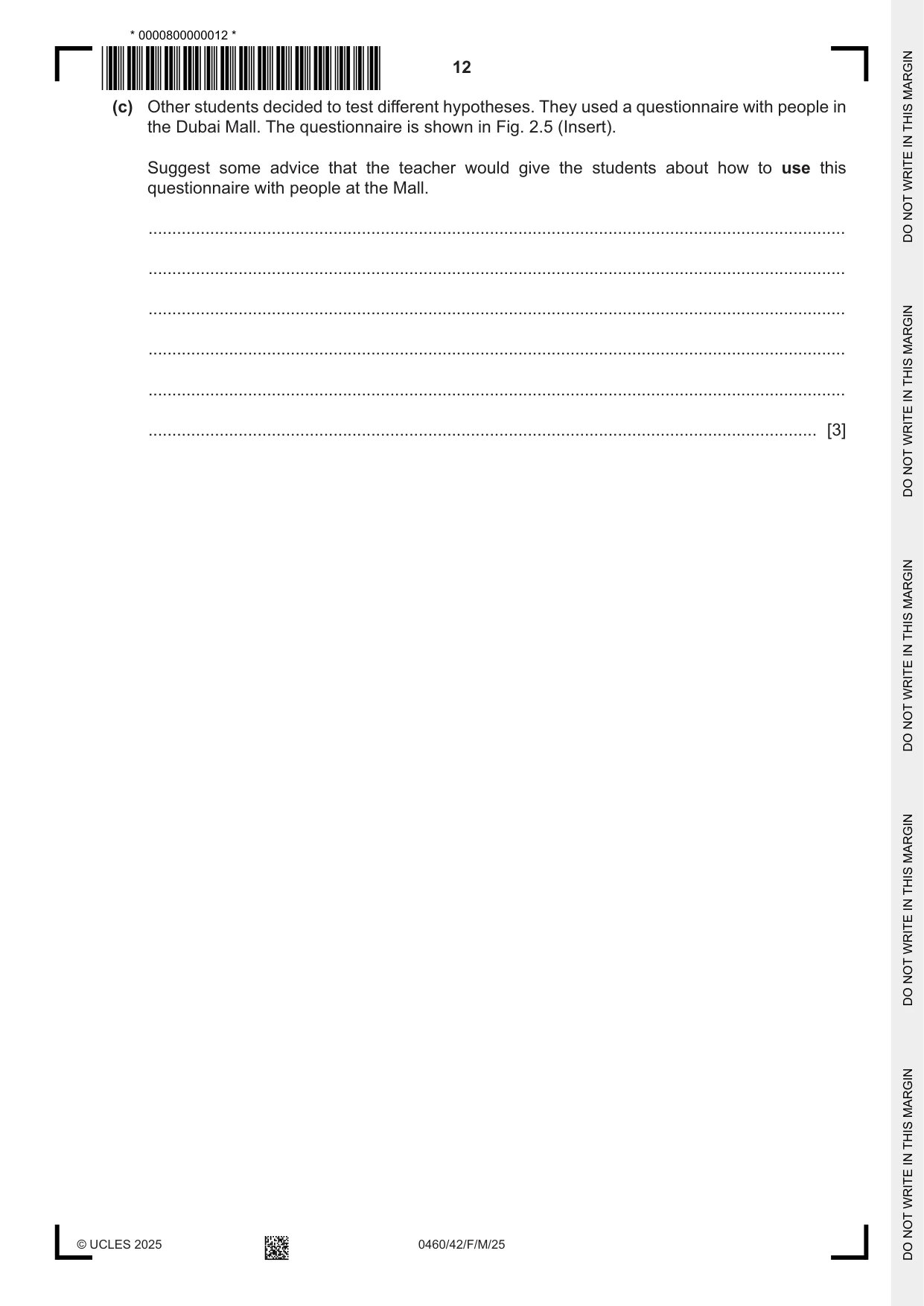 Cambridge IGCSE Geography 0460 2025 Feb/March Paper 4 · Variant 2 question paper, page 12 of 16