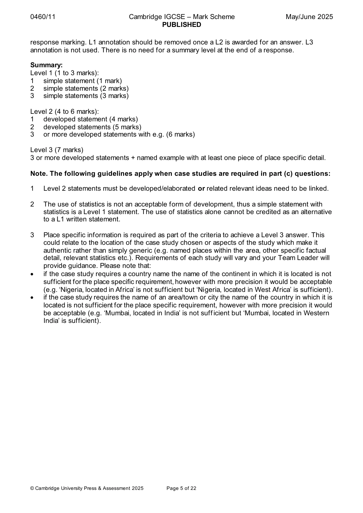 Mark scheme, page 5 of 22
