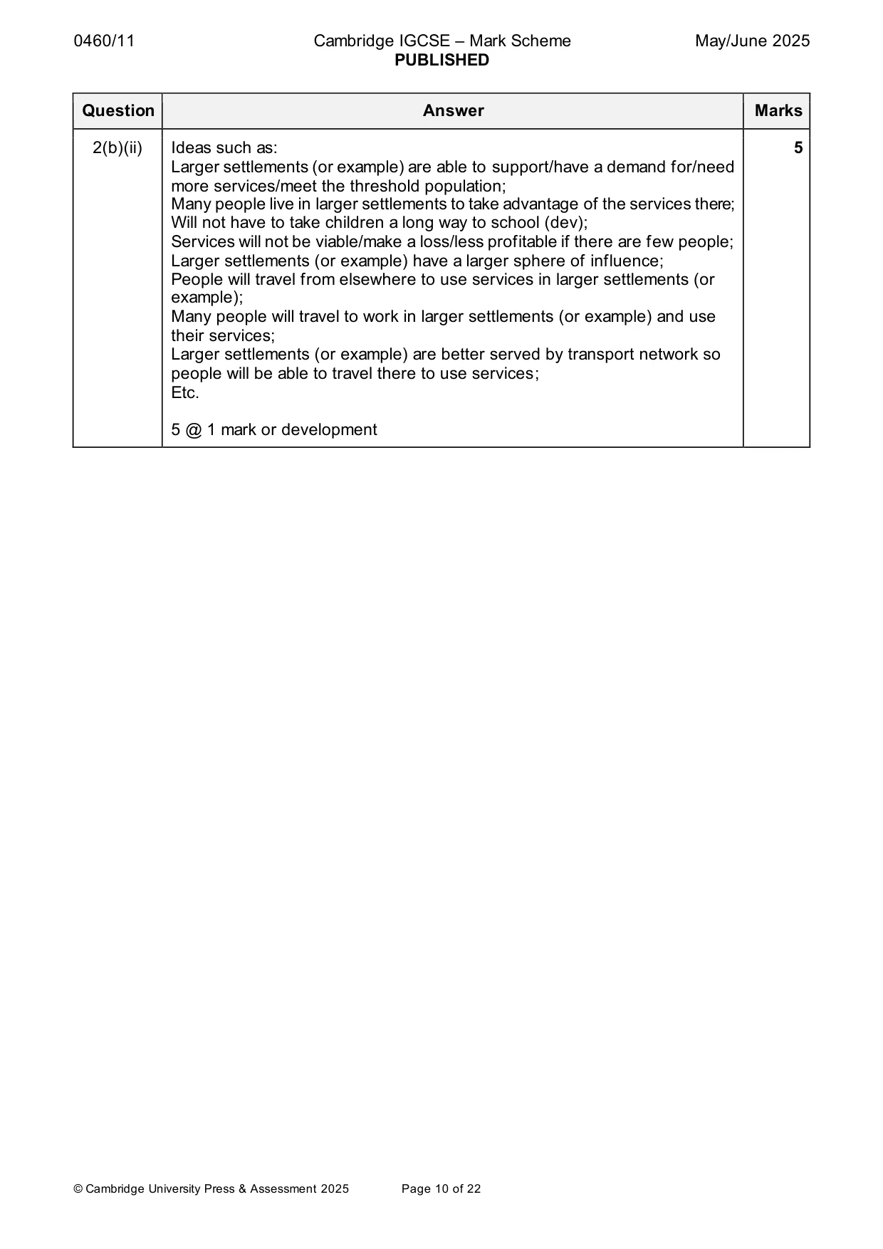 Mark scheme, page 10 of 22