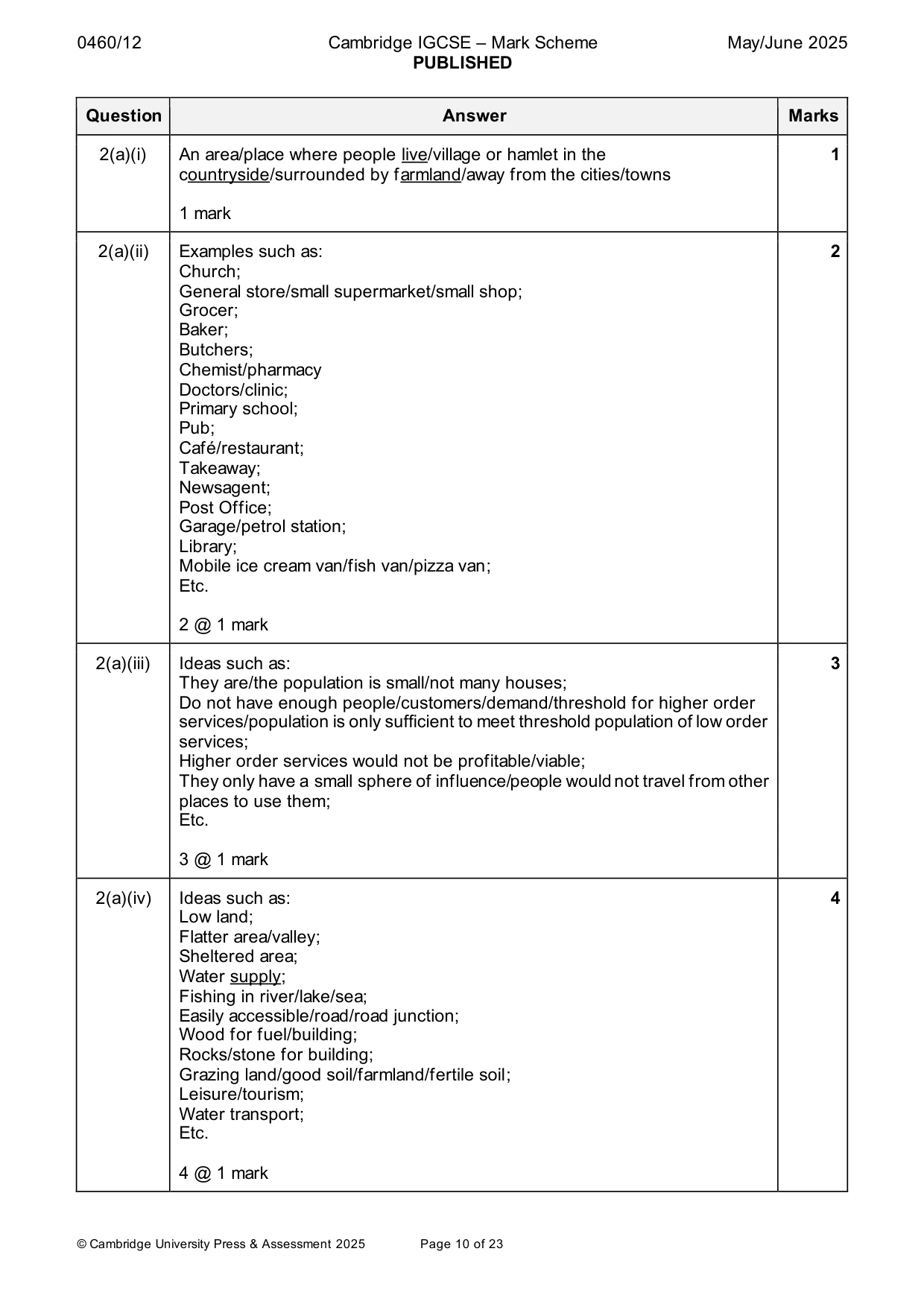Mark scheme, page 10 of 23