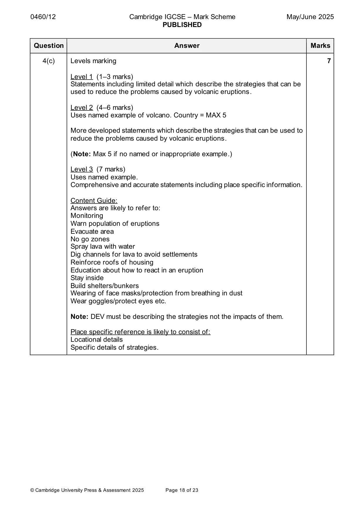 Mark scheme, page 18 of 23
