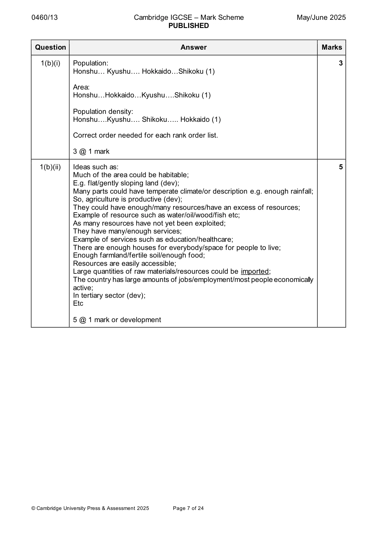 Mark scheme, page 7 of 24