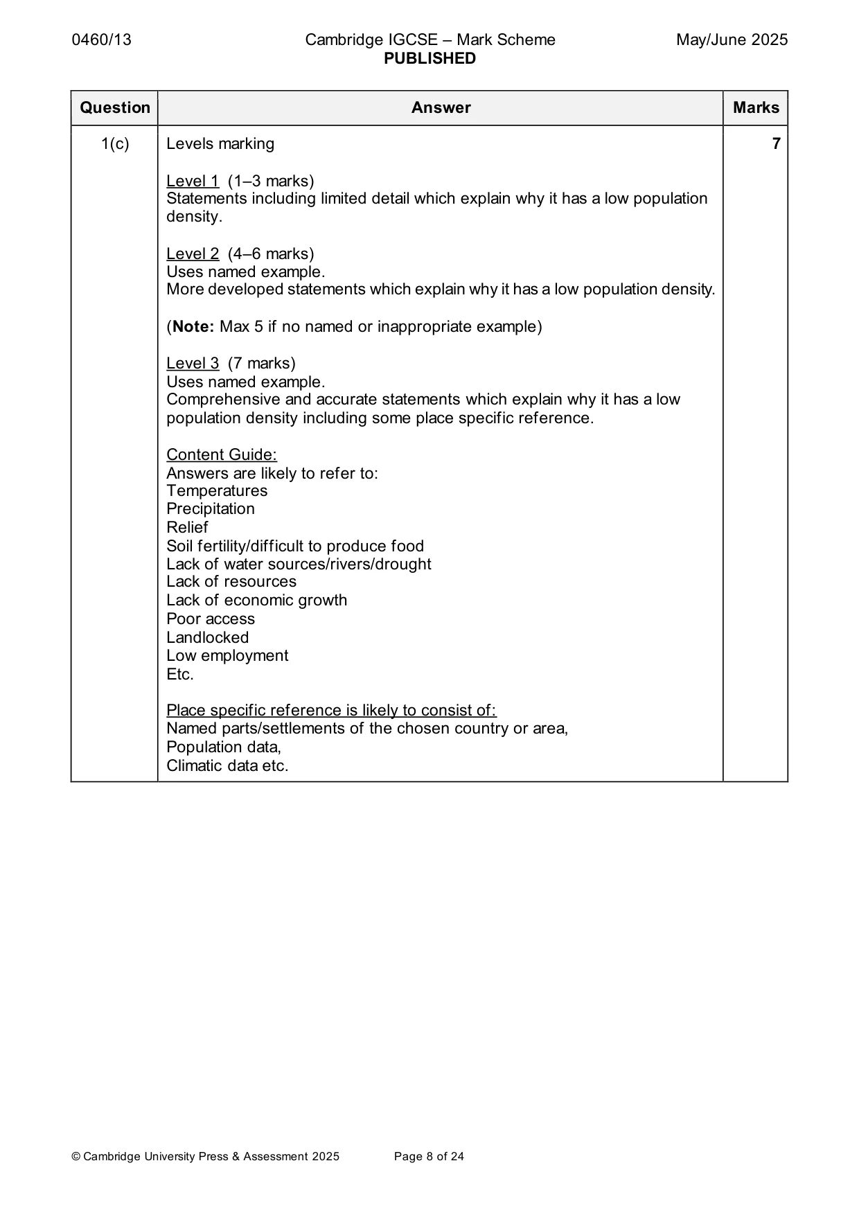 Mark scheme, page 8 of 24