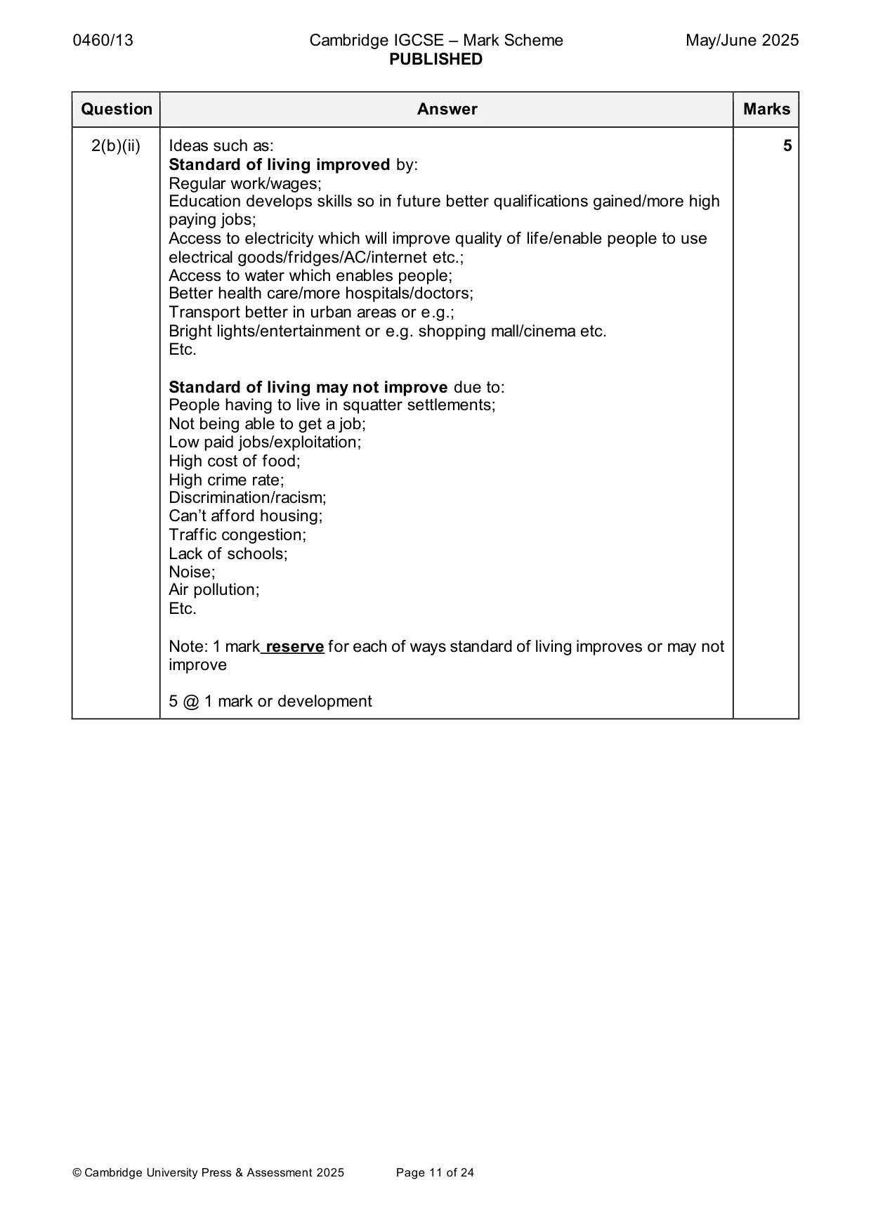 Mark scheme, page 11 of 24