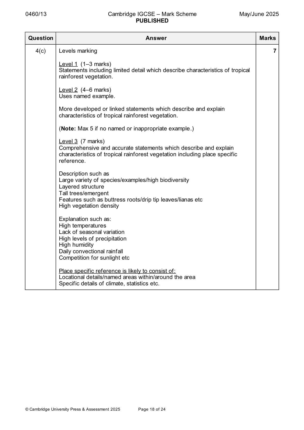 Mark scheme, page 18 of 24