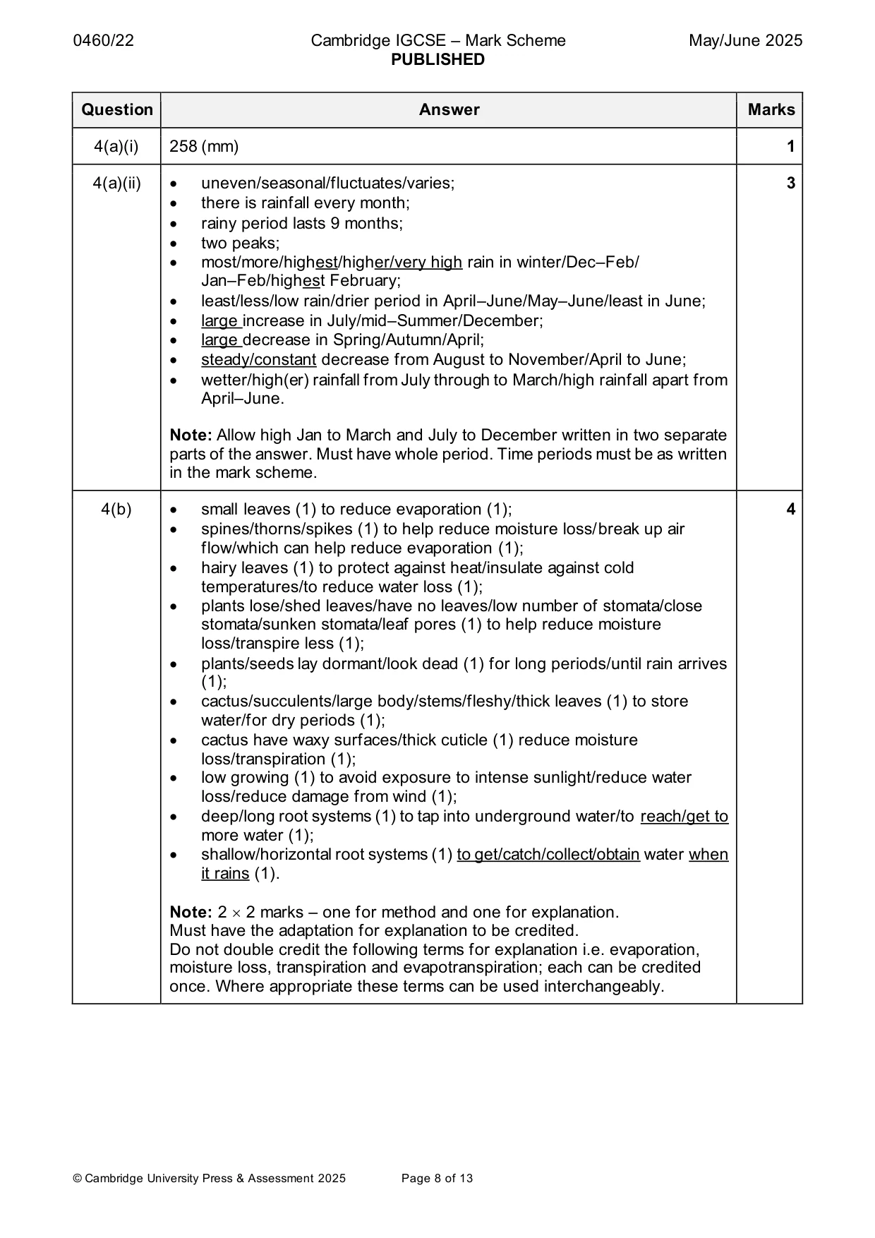 Mark scheme, page 8 of 13
