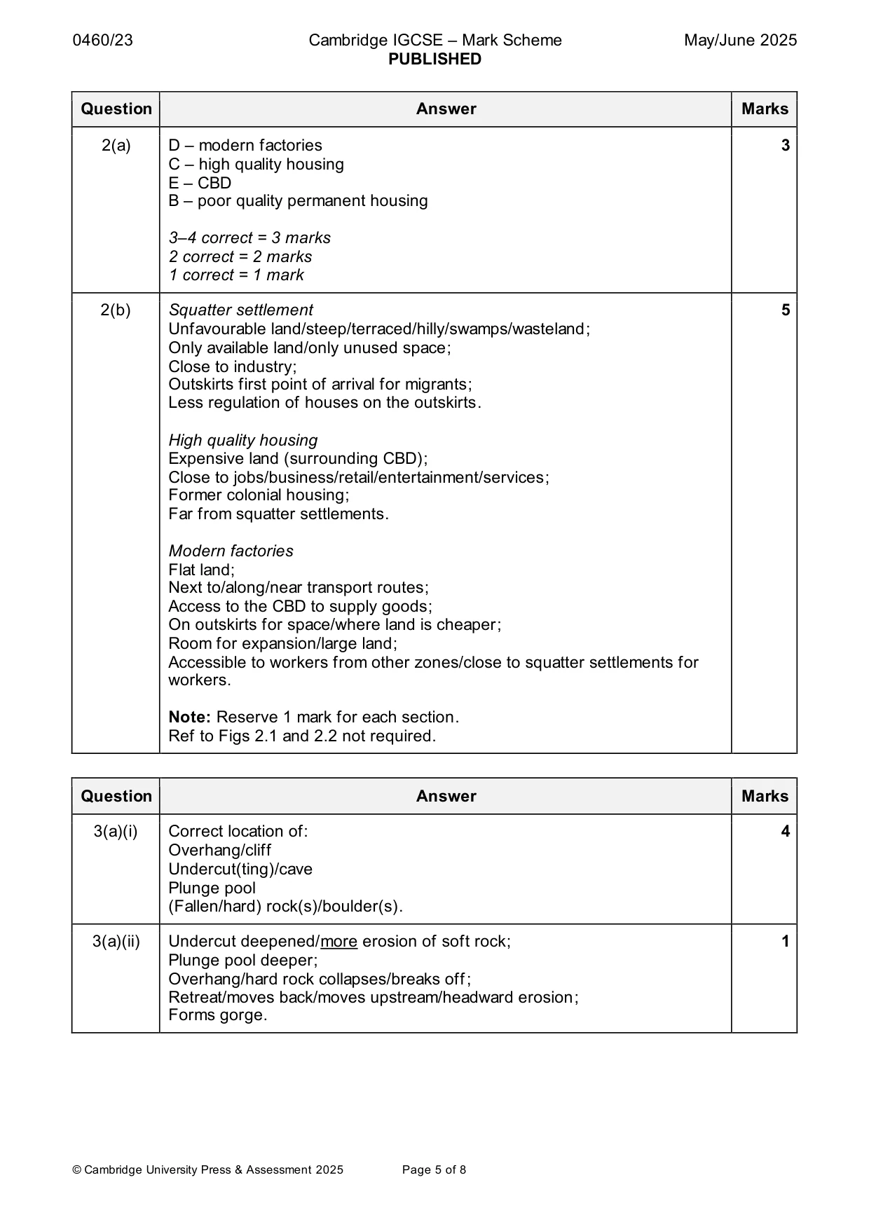 Mark scheme, page 5 of 8