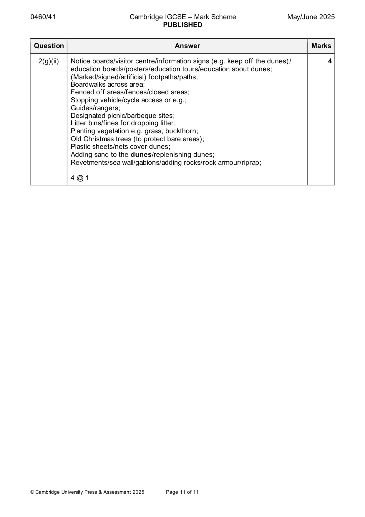 Mark scheme, page 11 of 11