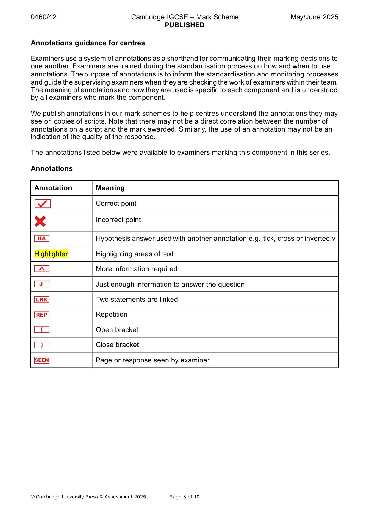 Mark scheme, page 3 of 10