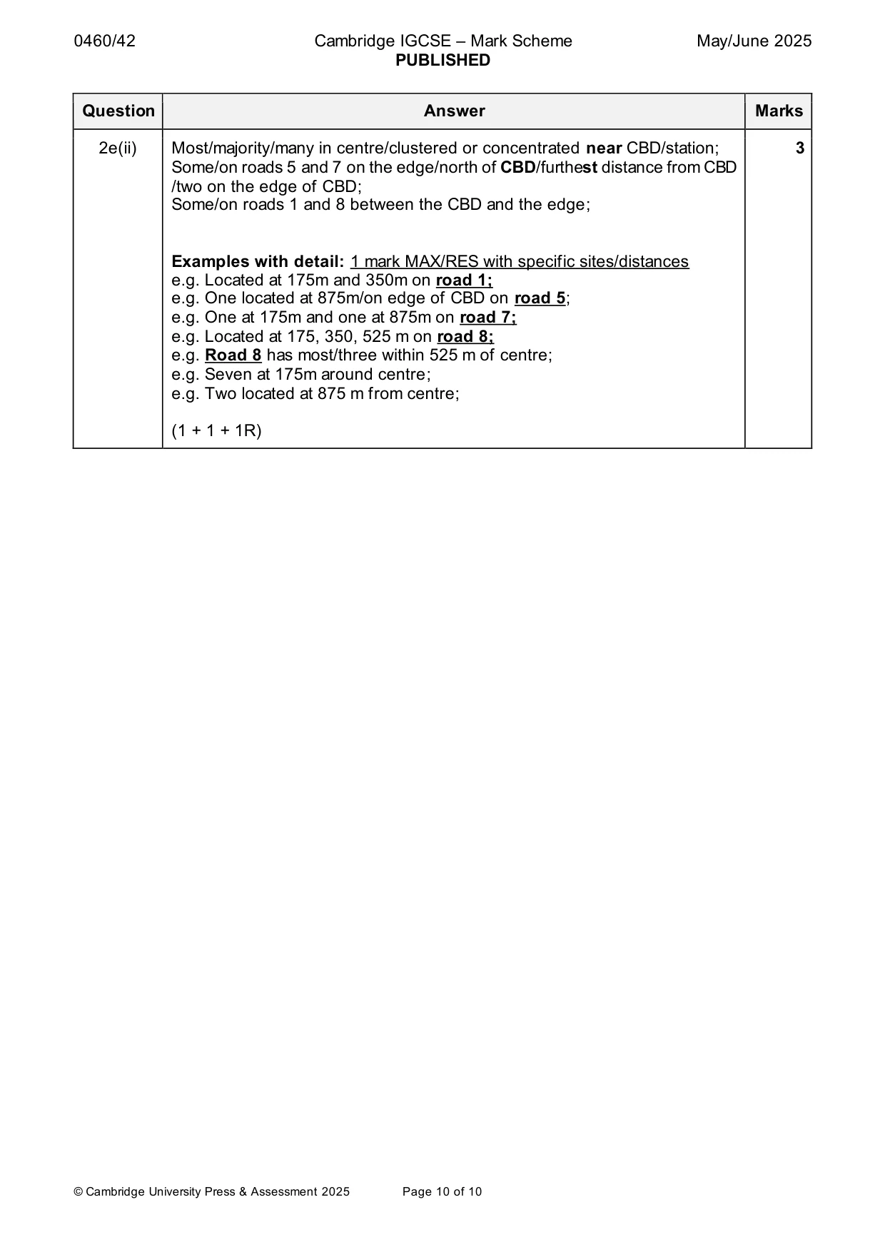 Mark scheme, page 10 of 10