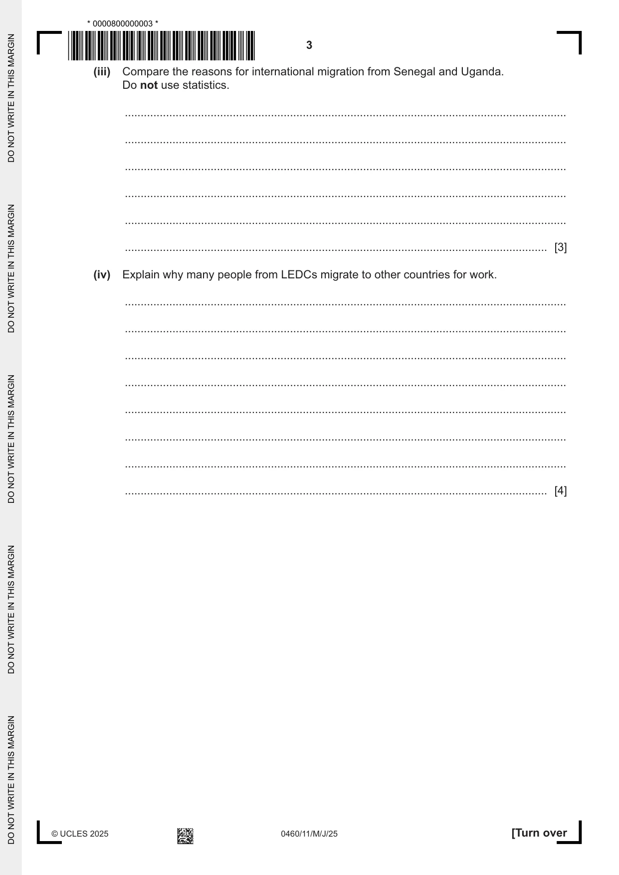 Cambridge IGCSE Geography 0460 2025 May/June Paper 1 · Variant 1 question paper, page 3 of 28