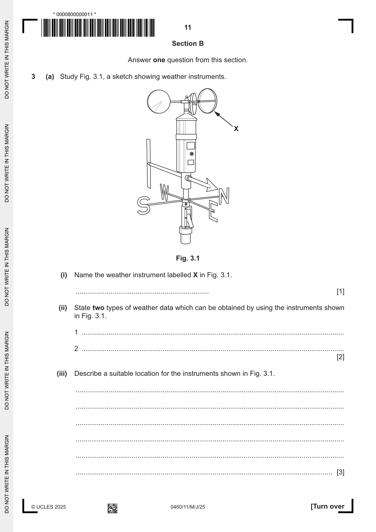 Cambridge IGCSE Geography 0460 2025 May/June Paper 1 · Variant 1 question paper, page 11 of 28