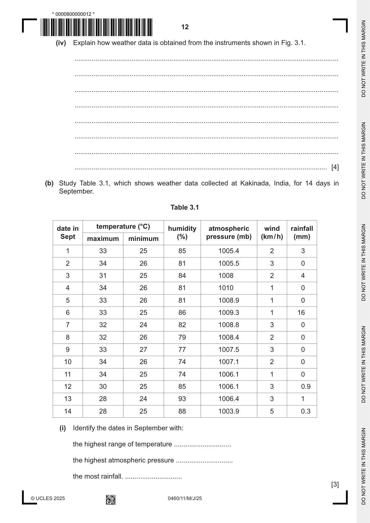 Cambridge IGCSE Geography 0460 2025 May/June Paper 1 · Variant 1 question paper, page 12 of 28