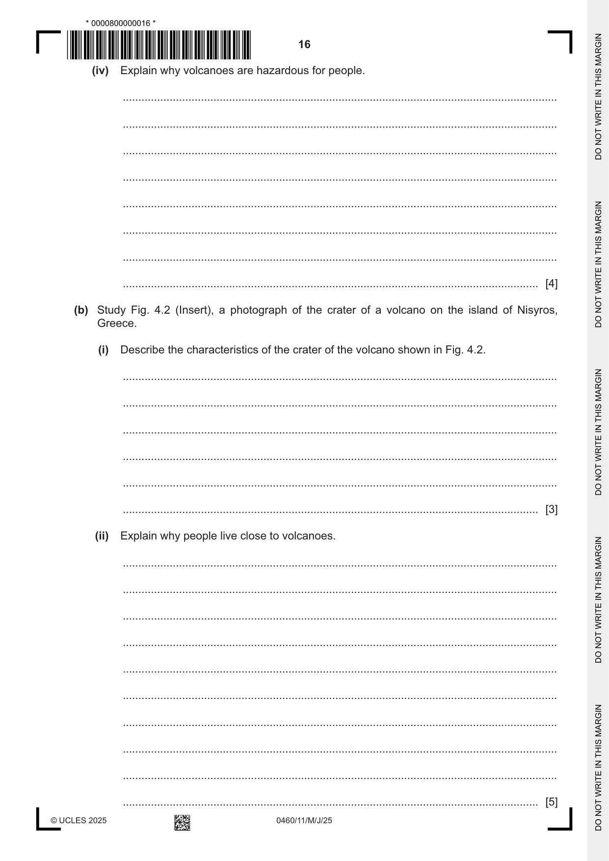 Cambridge IGCSE Geography 0460 2025 May/June Paper 1 · Variant 1 question paper, page 16 of 28