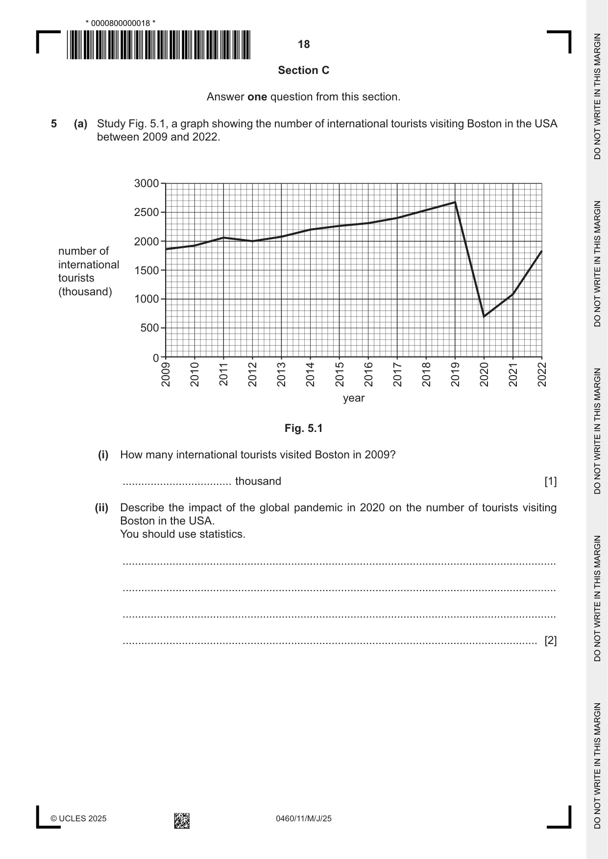 Cambridge IGCSE Geography 0460 2025 May/June Paper 1 · Variant 1 question paper, page 18 of 28