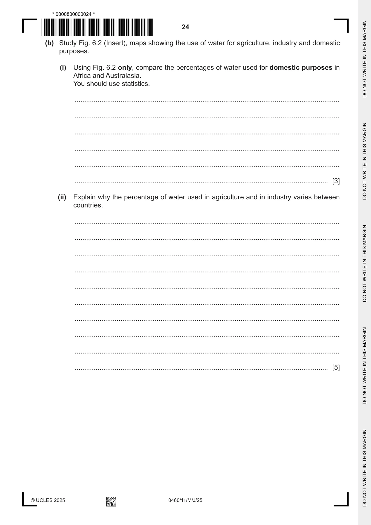Cambridge IGCSE Geography 0460 2025 May/June Paper 1 · Variant 1 question paper, page 24 of 28