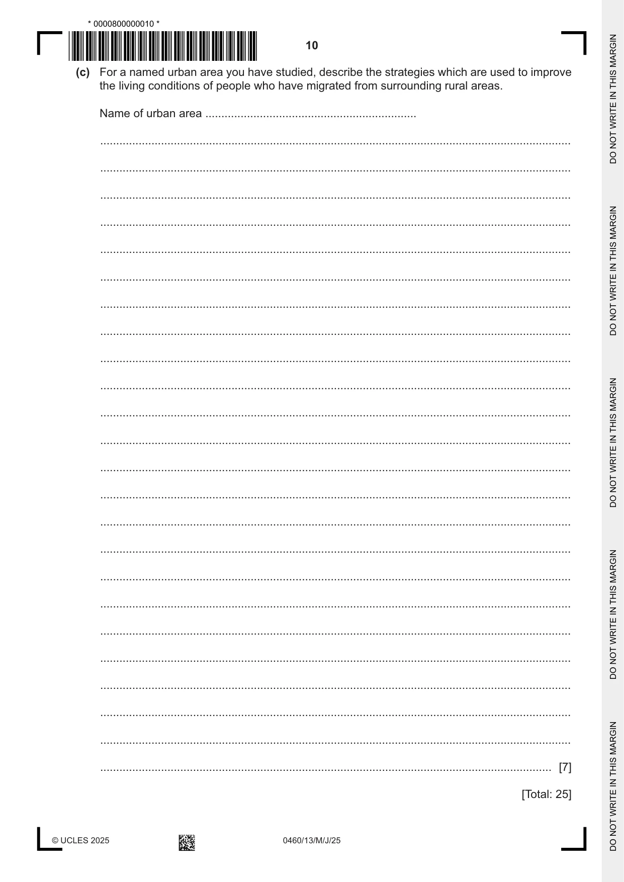 Cambridge IGCSE Geography 0460 2025 May/June Paper 1 · Variant 3 question paper, page 10 of 28