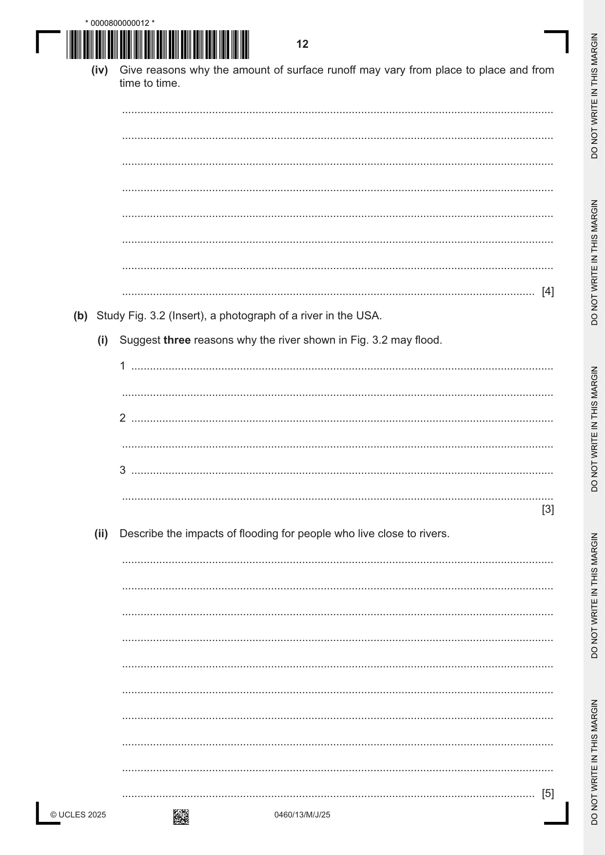 Cambridge IGCSE Geography 0460 2025 May/June Paper 1 · Variant 3 question paper, page 12 of 28