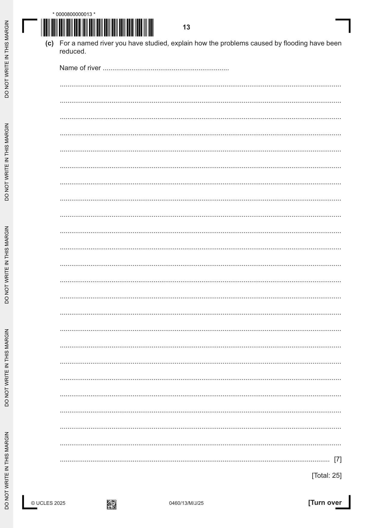 Cambridge IGCSE Geography 0460 2025 May/June Paper 1 · Variant 3 question paper, page 13 of 28