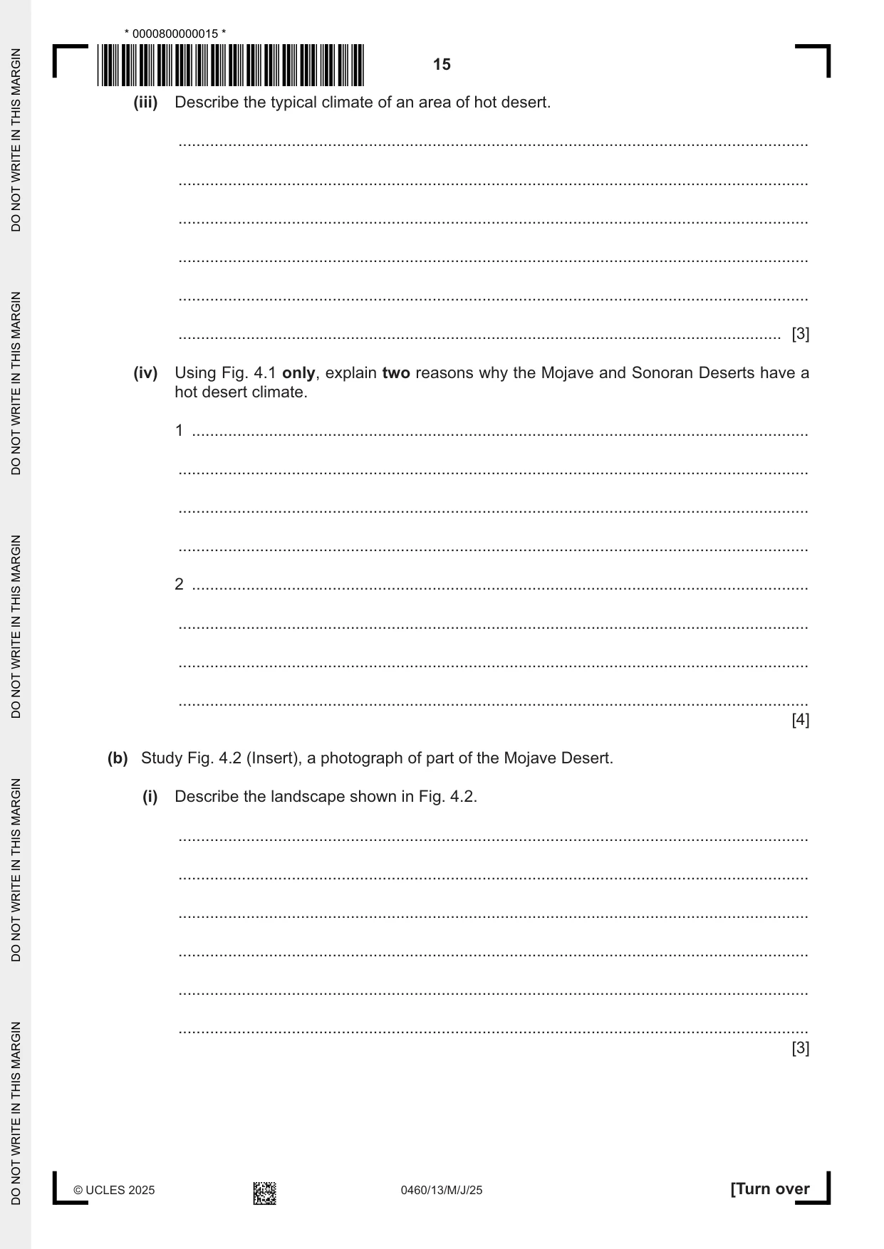 Cambridge IGCSE Geography 0460 2025 May/June Paper 1 · Variant 3 question paper, page 15 of 28