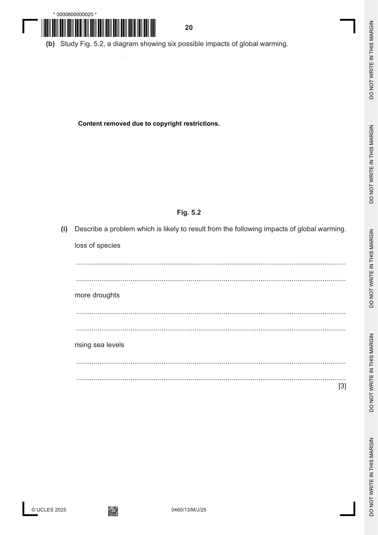 Cambridge IGCSE Geography 0460 2025 May/June Paper 1 · Variant 3 question paper, page 20 of 28